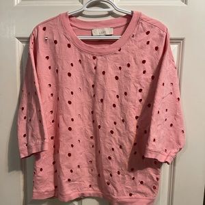 ANNE TAYLOR (LOFT BLOUSE) WITH EMBROIDERED SEE THROUGH HOLES SIZE S